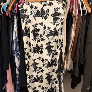 Veronica Beard Black and Cream Floral Pencil Skirt